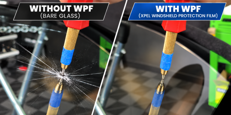 Without WPF vs. with XPEL Windshield Protection Film