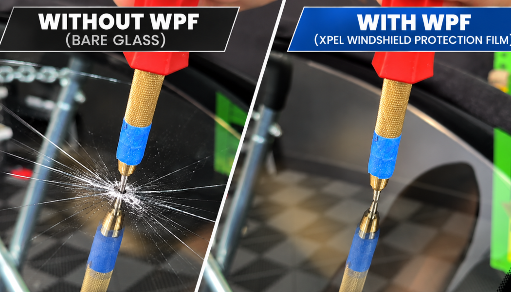 Without WPF vs. with XPEL Windshield Protection Film